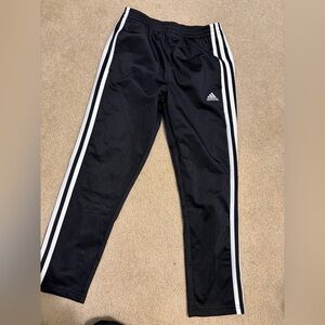 Adidas Kids Black Joggers with White Stripes
